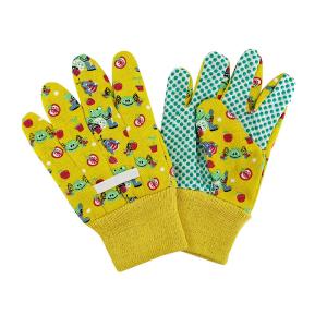 China Colorfull Children's Gardening Flower Pattern Gloves with Anti-slip PVC Dots Cotton Palm wholesale