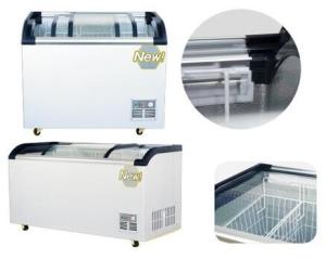 China Curved Sliding Glass Door Commercial Ice Cream Display Freezer glass top island freezer wholesale