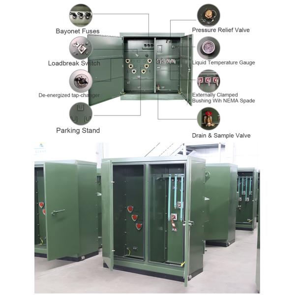 HENTG Pad-Mounted Transformer exterior view showing robust stainless steel enclosure