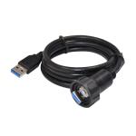 1.5A Waterproof Panel Mount Connector IP67 USB2.0 Male To Female Cable Assembly