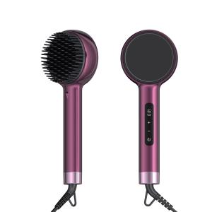 China Heated Hair Straightening Brush Smooth Ceramic Flat Iron Brush wholesale