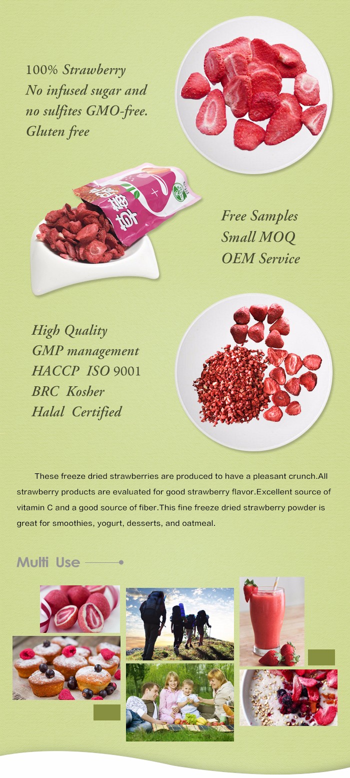 2016 crop Freeze Dried Strawberries slice 5-7 mm No pigment No additives Sugar Free