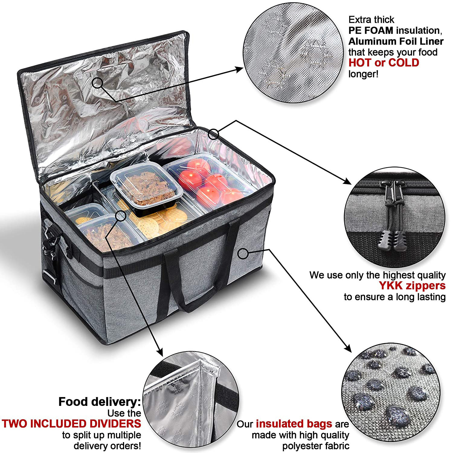 Reusable Custom Insulated Cooler Bag Golf Grocery Large Shoulder 23x14x15 Inch