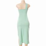 Sexy Solid Twisted Design High Slit Maxi Dress Off Shoulder Open Back