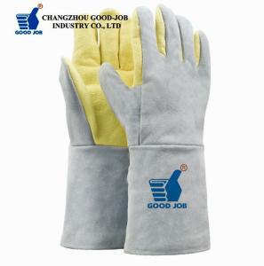 China Cow Leather Aramid Fiber Gloves 500℃ Heat Resistant High Temperature Operating wholesale