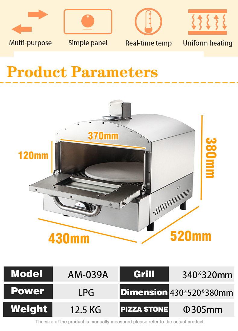 Gas Fired Double Burner Pizza Oven For Commercial With Online Support After Service