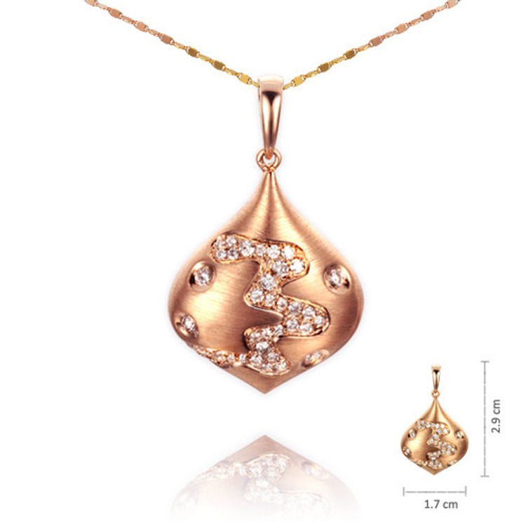 18K Rose Gold Diamonds Drop Pendant Earrings Ring Jewelry Set (GDSET004)