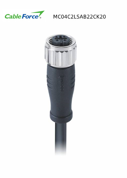 17 Pin Sensor M12 A Coded Connector Angled Molded With 1M UnShielded Cable