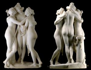China Stone hand carved statue Three graces lady marble sculpture for art gallery,stone carving supplier wholesale