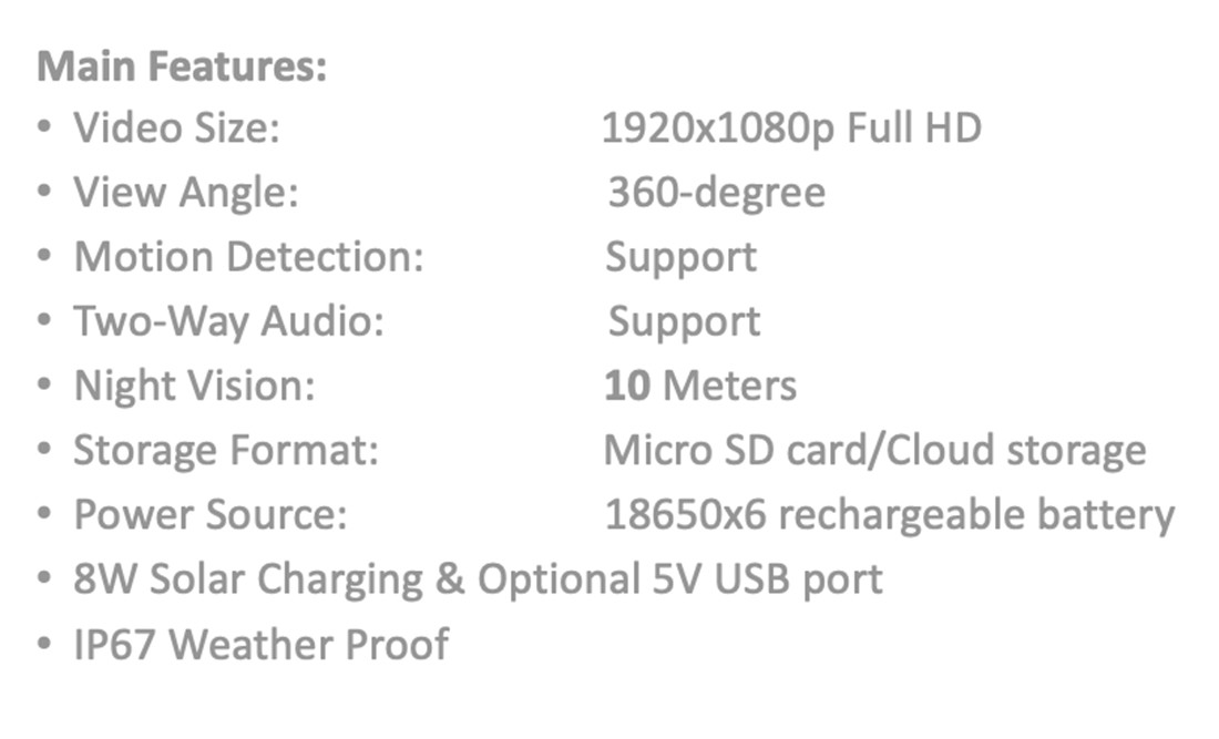 Outdoor Solar Low Power Battery IP Camera(701TG)