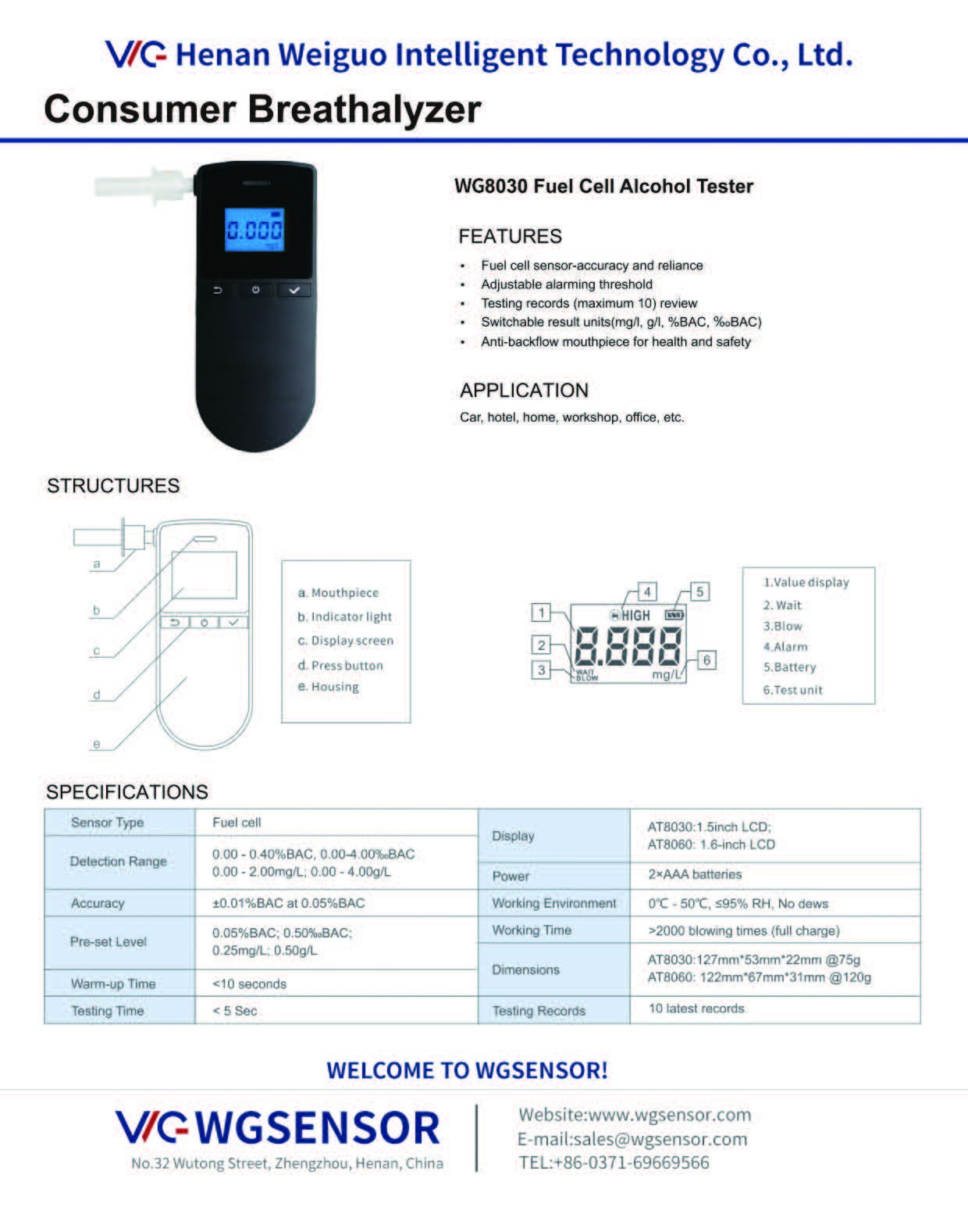 Japan LCD Display Fuel Cell Breathalyzer OEM ODM Fuel Cell Alcohol Sensor Digital