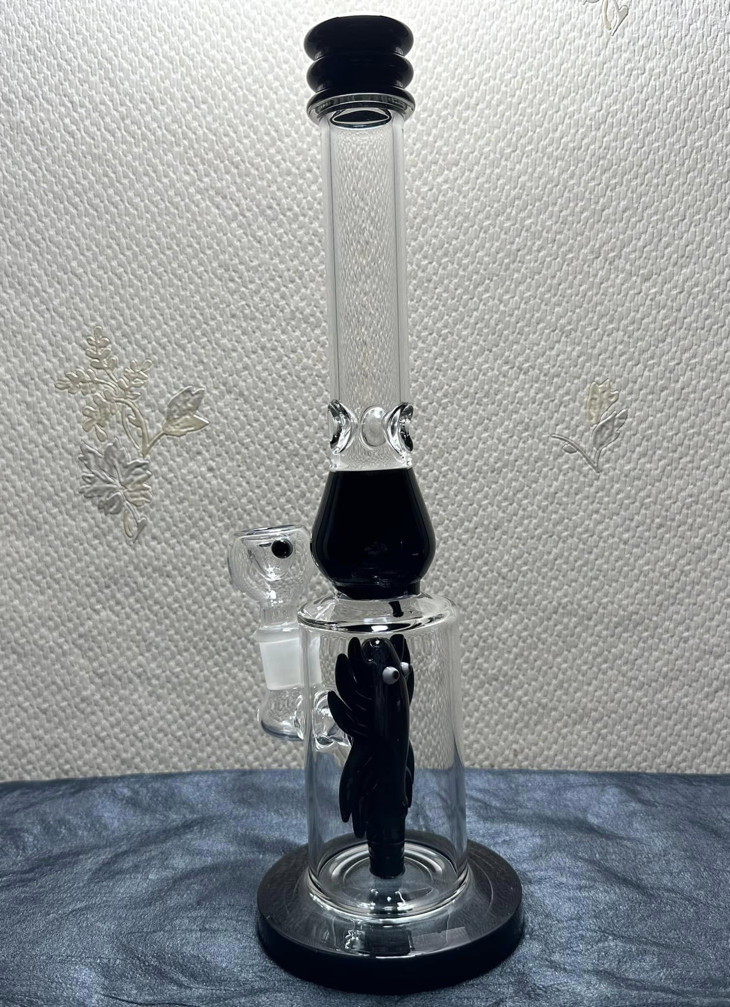 Custom 16 Inches Percolator Glass Water Bongs 8mm Thickness With Black Downst