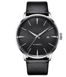 3atm Leather Strap Wrist Watch OEM 43mm Gents Quartz Watches Stainless Steel