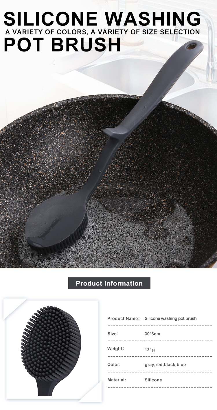ODM Hangable Silicone Kitchen Utensil Long Handle Brush Tool