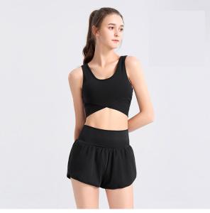 China Custom made Tight Fit Sexy Back Womens Sports Bra And Shorts Set wholesale