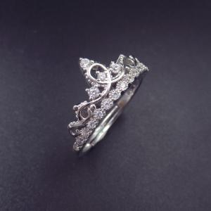 China Luxury Princess Crown Ring / 925 Sterling Silver Engagement Rings wholesale