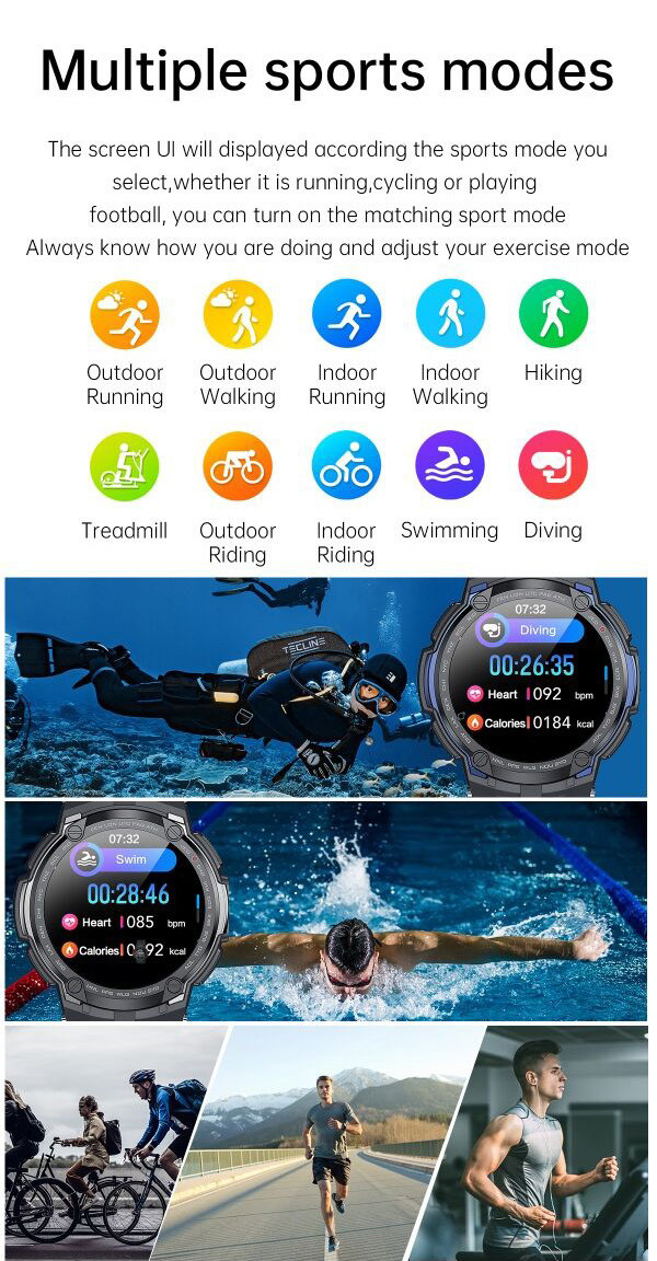 1.28inch Wearable Blood Pressure Monitor Smart Watch For Cycling 320mAh