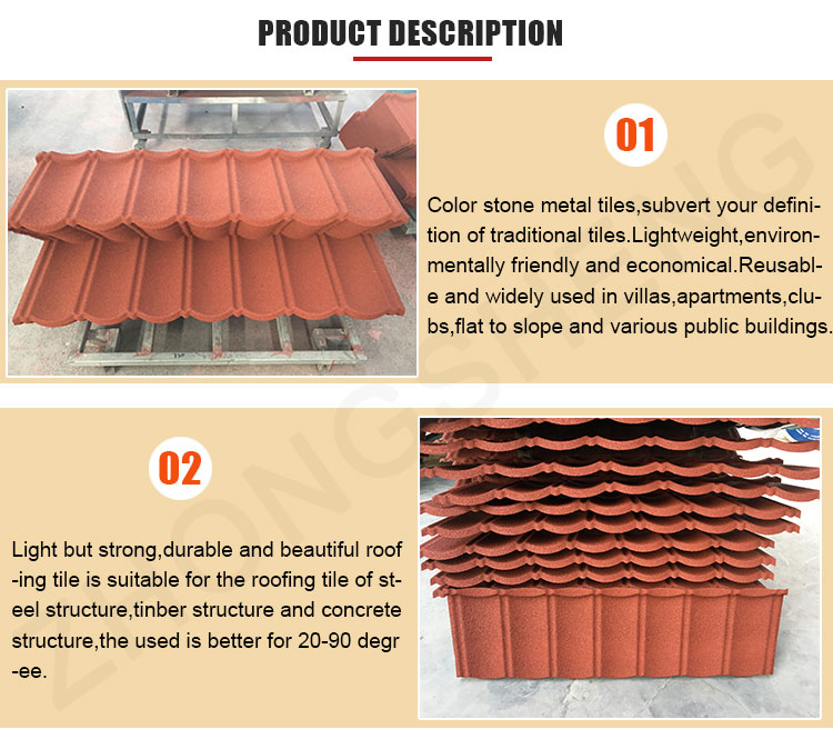 2.7kg/pcs Nutural Style Colorful Stone Coated Steel Shingles Roofing Sheet for Villa Building Material