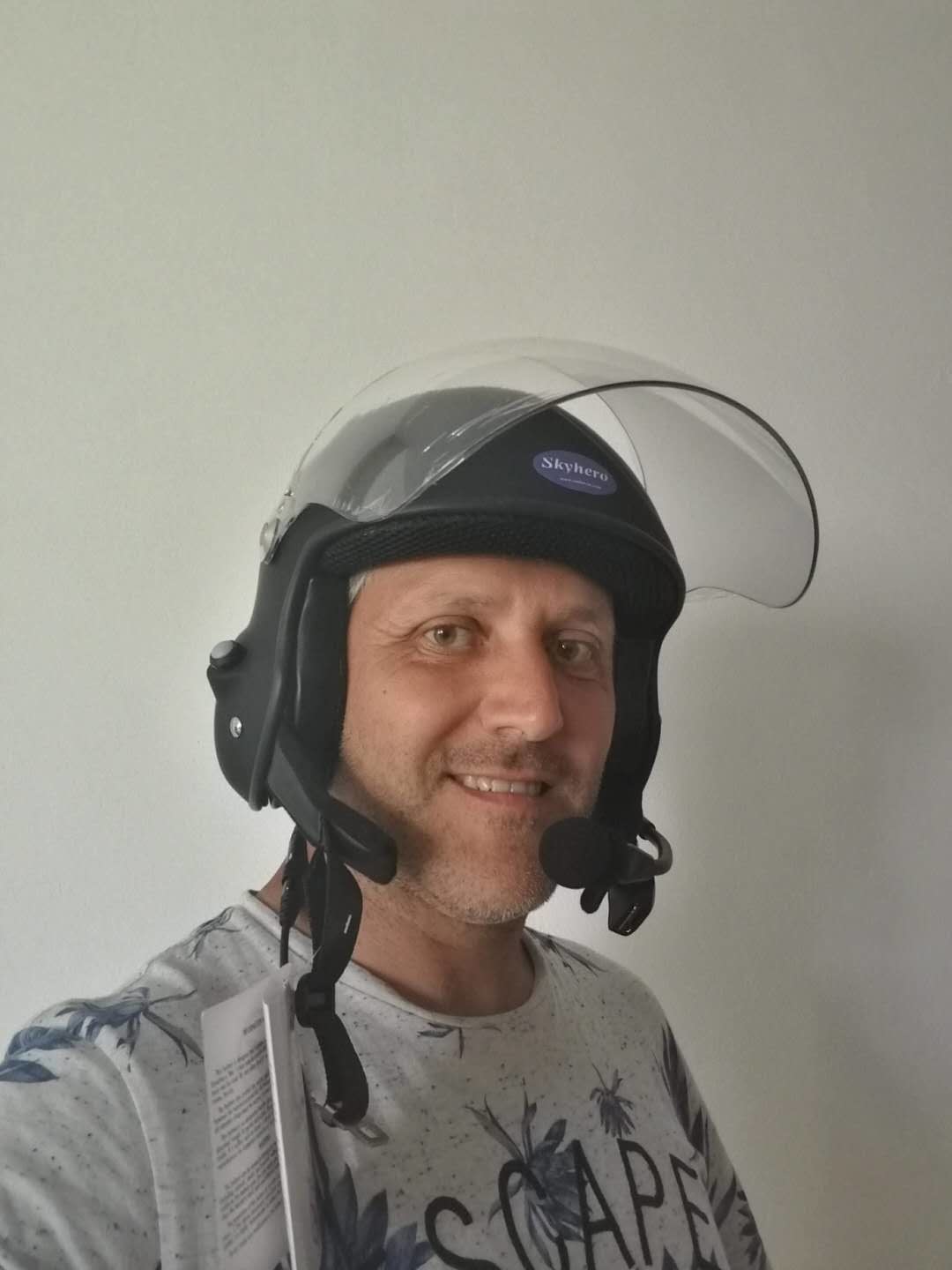 Grey Paramotor helmet GD-G with full headset PPG helmet Noise cancel powered paragliding helmet
