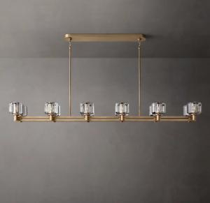 China Brass Linear Chandelier Dining Room Modern LED Foyer Lights 60W wholesale