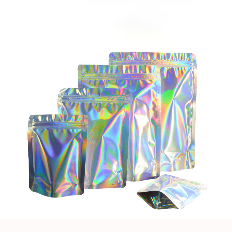 Durable Eco Friendly Zip Pouch Food Packaging CMYK Holographic Stand Up Pouch