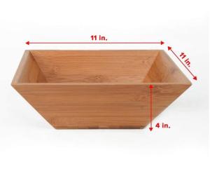 China Bamboo large square salad bowl with serving hands wholesale