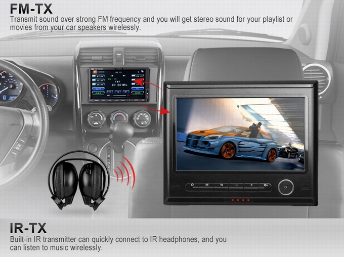 9 inch car headrest monitor with high definition digital screen support mp4 mp5 OCB-H6518