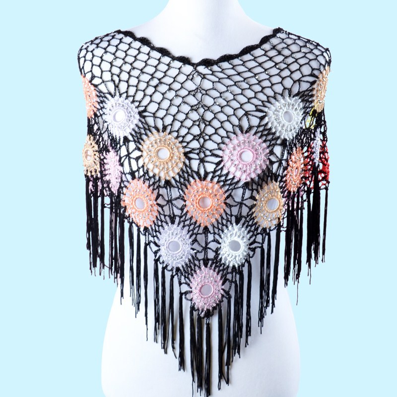 women yarn knitted hollow out crochet poncho to keep warm and fashion shawls