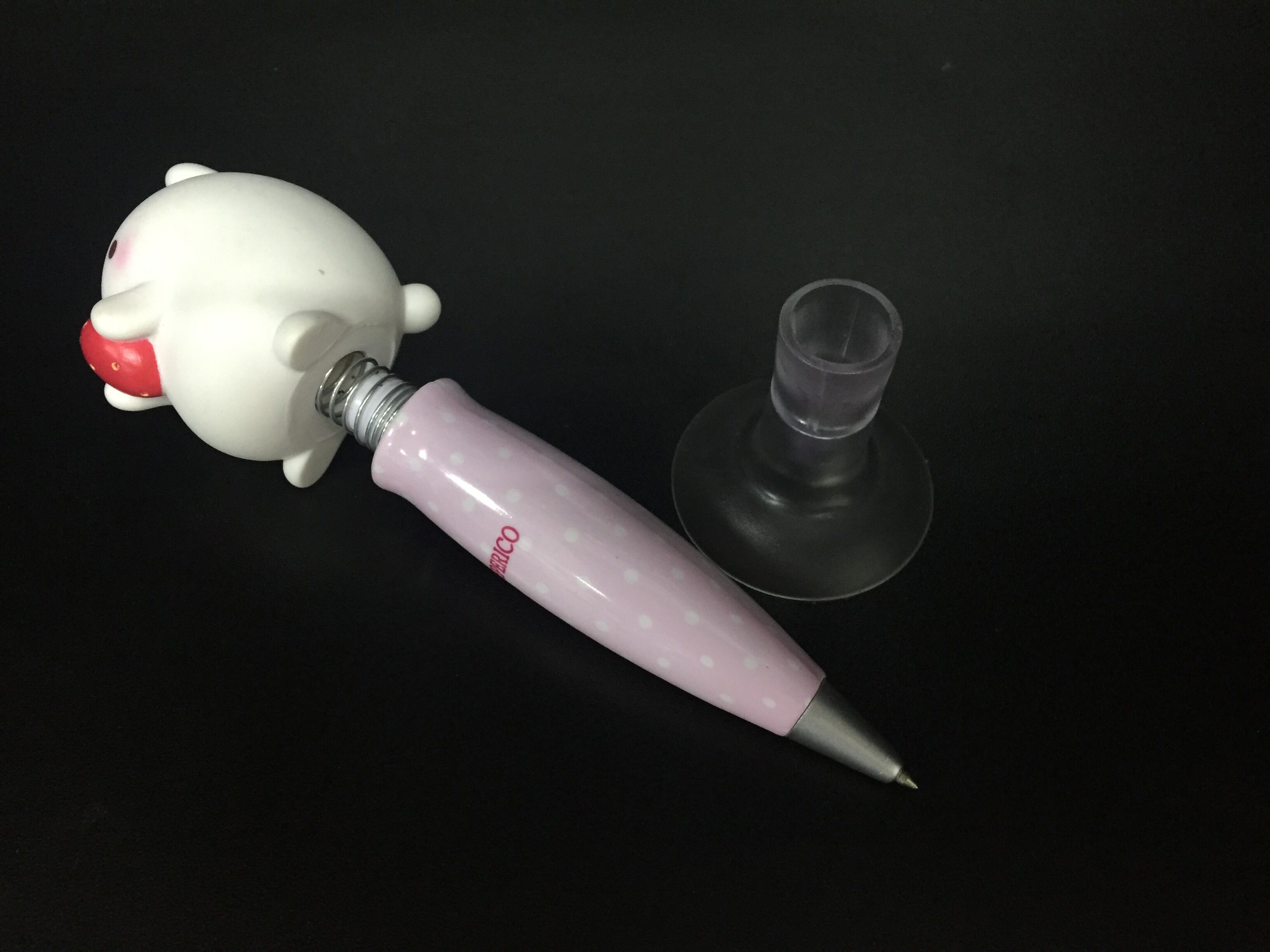 Ball pen with white rabbit figure rubber sucker Plastic Daily Product used for decoration promotion made of PVC and ABS