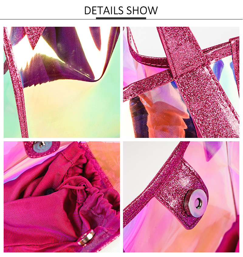 Cold Resistant Clear TPU Holographic Tote Bag With Handle