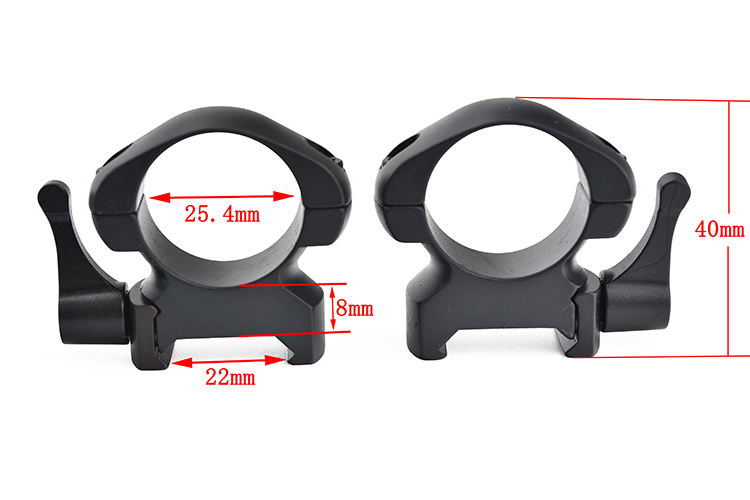 25.4mm Diameter Steel Quick Release Scope Mount Ring Bracket for Medium to Low Profile