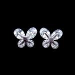 Flower Silver Cubic Zirconia Earrings For Anniversary , Engagement