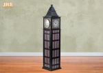 Tower Shape Storage Rack Wood Floor Clock MDF CD DVD Storage Cabinets Wooden
