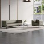 Sponges Filler Office Leather Sofa Set Brown Color Durability For Apartment