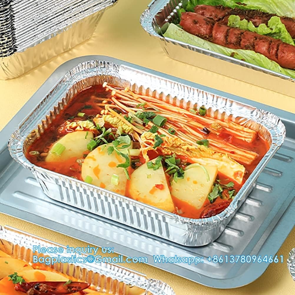2.25LB (8.5"X6") Oblong Pans - To Go Containers With Lids - Disposable Tin Foil Pans Catering, Meal Prep