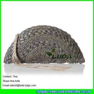 China LUDA women straw cosmetic bags grey crochet straw raffia clutch handbags wholesale