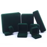 Customer's Logo Green Velvet Jewelry Box for Necklace Stud Earrings Bracelet