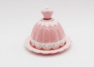 China Ceramic Butter Dish with Lid Beautiful Pink Ballet Dress Design Dolomite Handmade Butter Plates wholesale