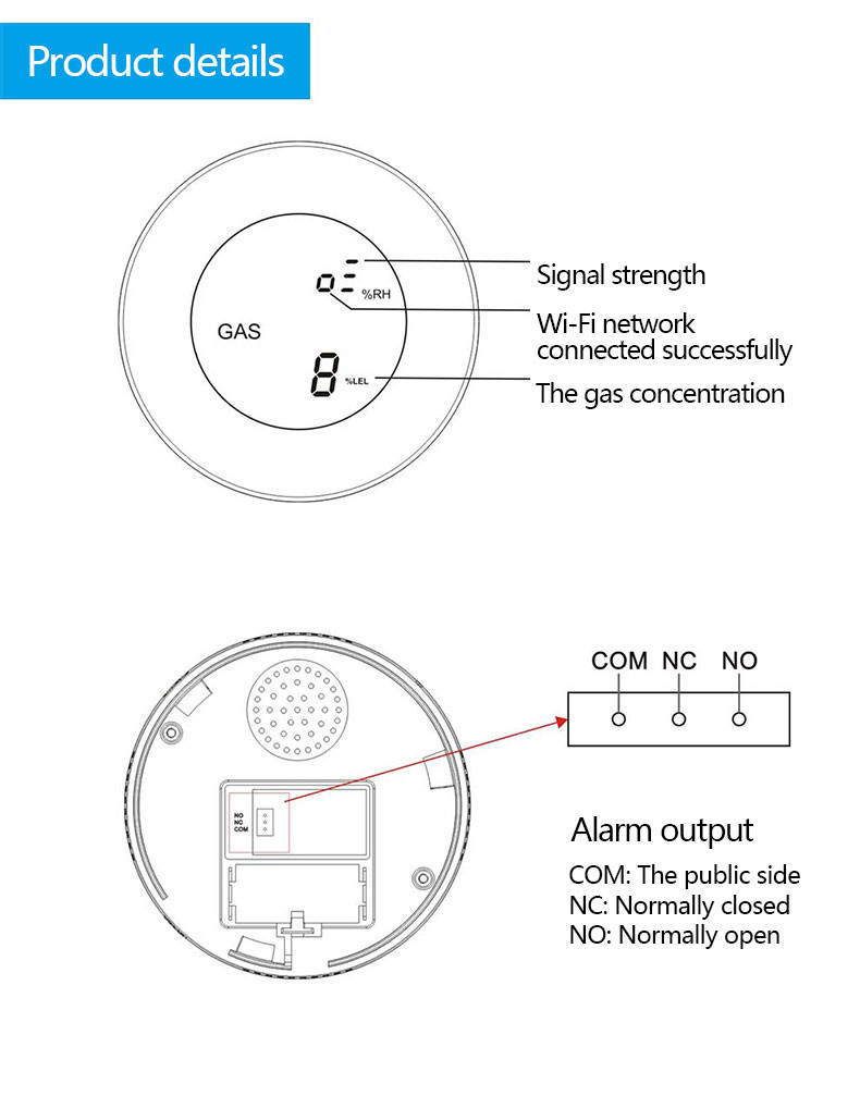 Home Alarm System Wi-Fi Tuya Led Digital Alarm Leak Detector Gas Sensor Gas Leak Detector