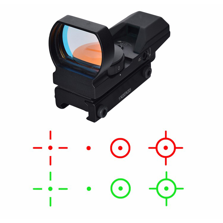 Red Green Dot 1X Magnification Optical Sight Scope with Free Eye Relief mm
