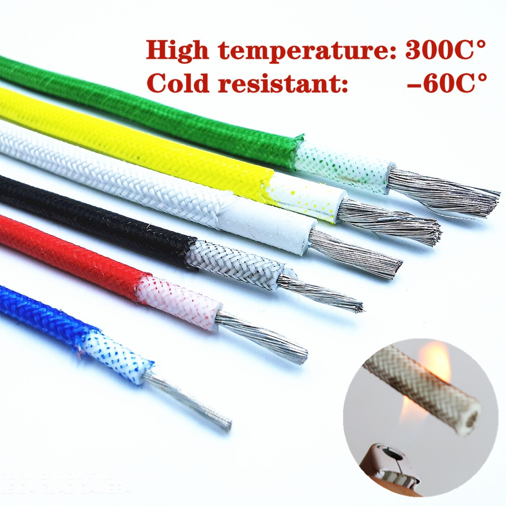 0.3mm 1.5mm 2.5mm Silicone Wire Cable Heat Resistant 300 Deg C Fiberglass Braided