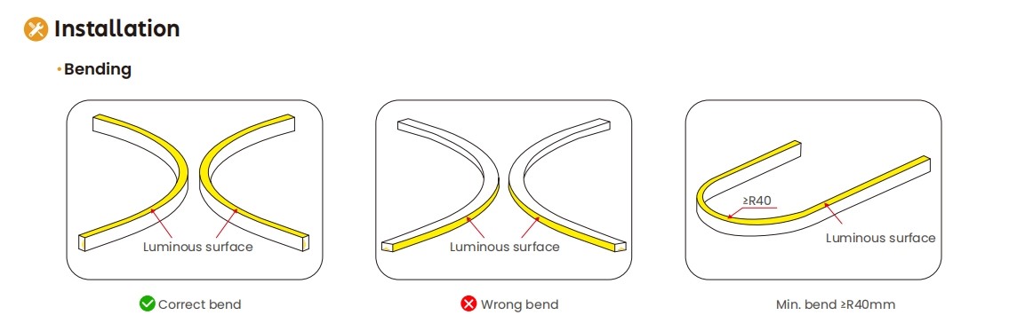Side Bend LED Bendable Strip Lights IP65 Waterproof LongLasting Customizable Lengths