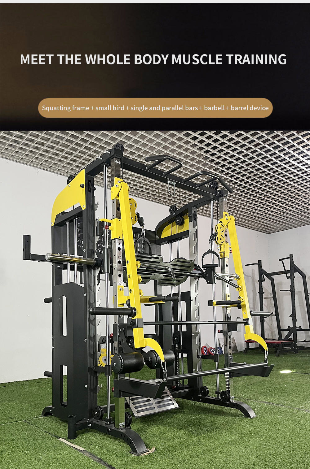 Factory Price Bodybuilding Cable Cross Multifunctional Power Cage Squat Rack Workout Training Smith Machine
