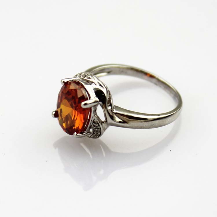 Fashion Jewelry 925 Silver 8mmx10mm Oval Citrine Cubic Zircon Ring (R131)