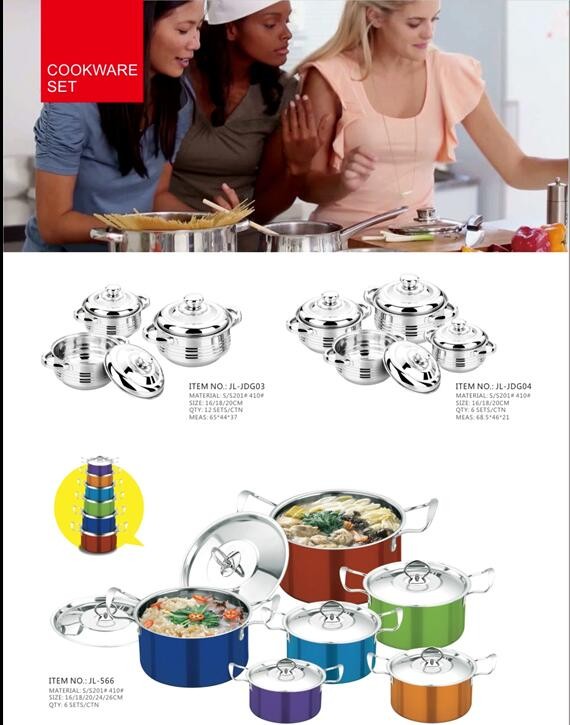 stright body new type stainless steel cookware set with high quality ,16cm /20cm /24 cm cooking pot,stockpot