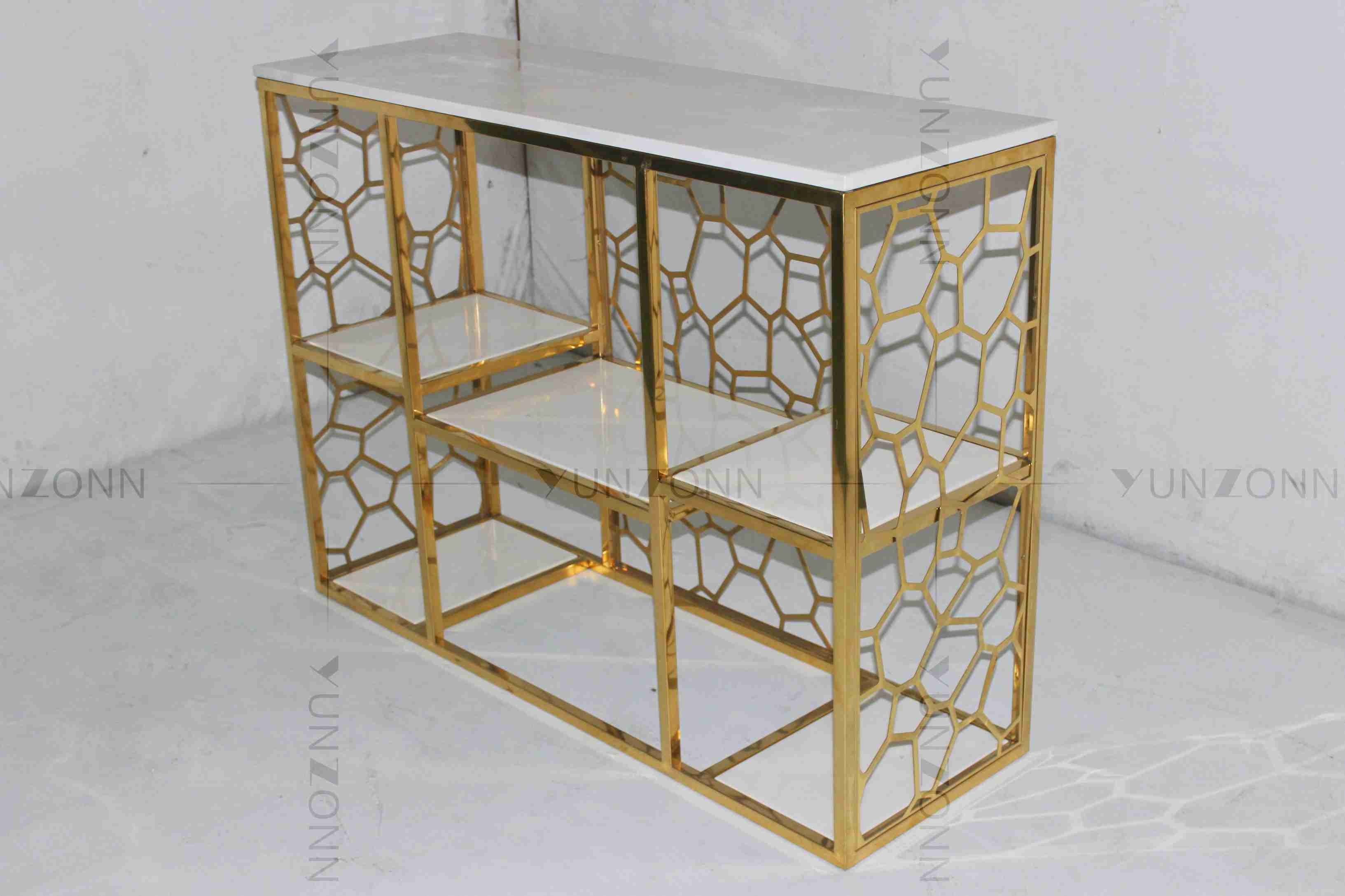Antirust Stainless Steel Console Table Tubular Stylish Tea Table Decorative For Living Room