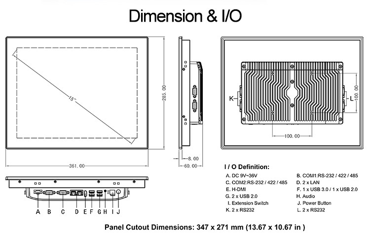 Outdoor 15 Inch RS232 WIFI Industrial Touch Panel PC For Gas Station