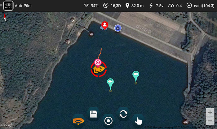 Wireles smartphone portable DEVICT GPS Autopilot with google map for bait boat