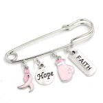 Wholesale New Arrival Breast Cancer Pink Ribbon Brooch Pins Hope Faith Fighting