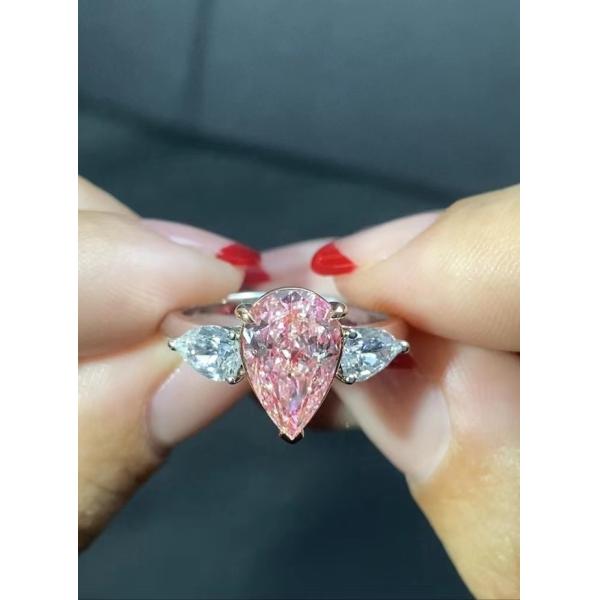 2.43ct Lab Diamond Jewelry Pink Pear Shaped Diamond Ring VS2-VVS1
